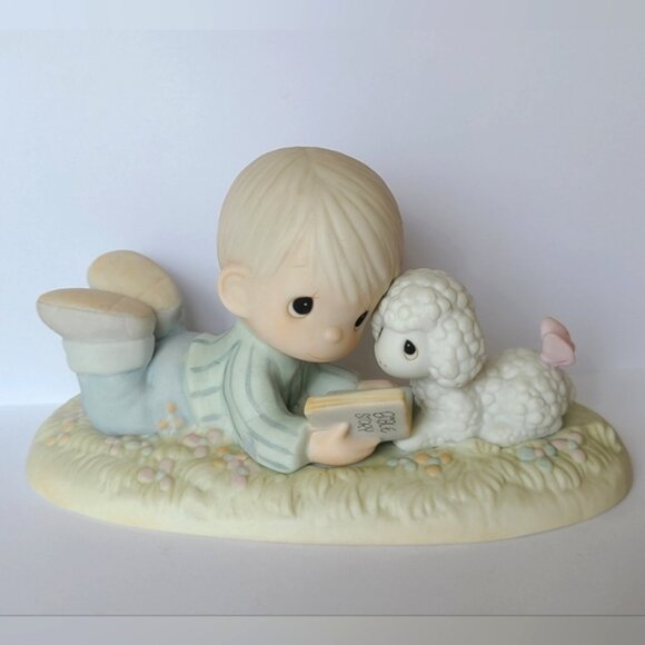 Vintage Precious Moments Special Edition Boy Lamb Collectible Porcelain Figurine - Picture 1 of 7
